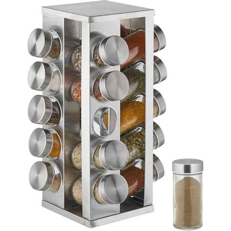 Tourniquet Pices Avec Pots Tag Re Rotative Inox Verre