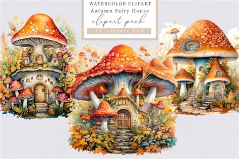 Autumn Mushroom Fairy House Clipart Autumn Clipart