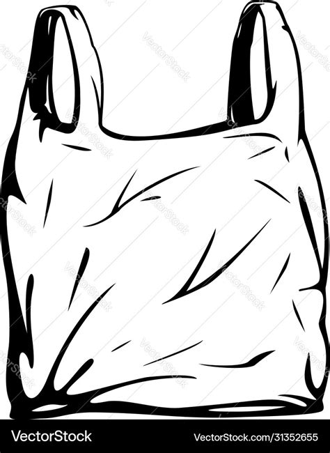 Plastic Bag Black And White Isolated Royalty Free Vector