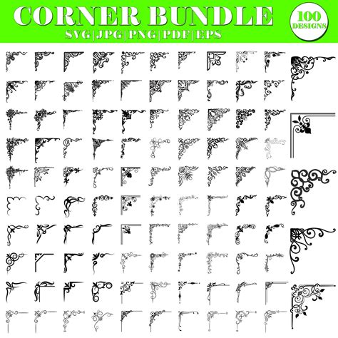 Corner Svg Bundles Corner Svg Floral Corner Decorative Page Corner