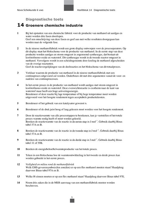 Nova Sk 6vwo Diagnostische Toets Hst 14 Nova Scheikunde 6 Vwo