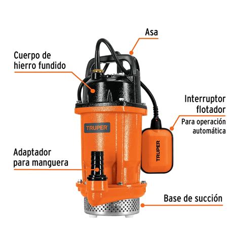 Bomba Sumergible Truper Hierro Fundido Para Agua Limpia 34 Hp Ferretería