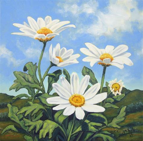 White Daisy Painting