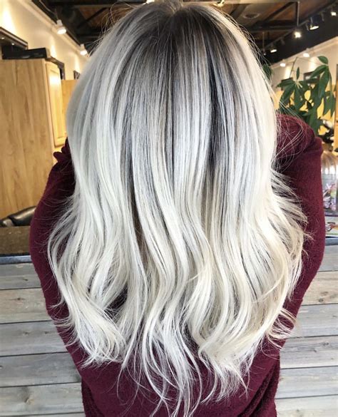 White Ice Blonde With Mild Shadow Root Blonde Hair With Roots