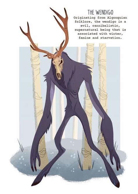 The Wendigo Cryptid Print Mythical Creatures Art Creature Concept