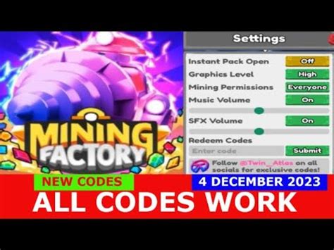 ALL CODES WORK Mining Factory Tycoon ROBLOX NEW CODES DECEMBER 4