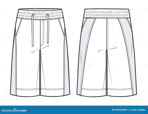 Men S Knitted Shorts Fashion Flat Technical Drawing Template Short