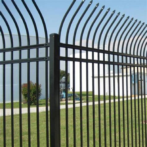 Bent Steel Fence Commercial Tubular Industrial Bent Top Metal Fence