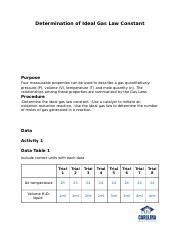 Lab Report Determination Of Ideal Gas Law Constant 1 Docx