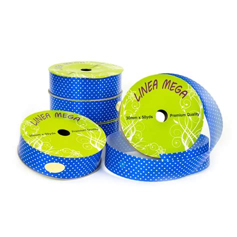 Cinta Papel Polka Azul 3cm X 50 Yds Megadistribuciones