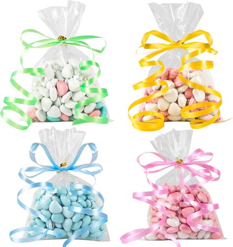 GEBETTER 100 pcs Sweet Cellophane Bags 10x15cm Clear Cello Bags Sweet