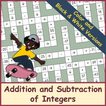 Addition And Subtraction Of Integers Crossword Puzzle By Math Is Easy