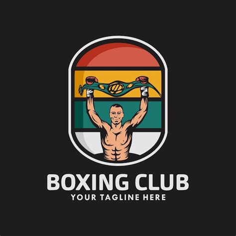 Ganador en diseño de logo de boxeo premium Vector Premium