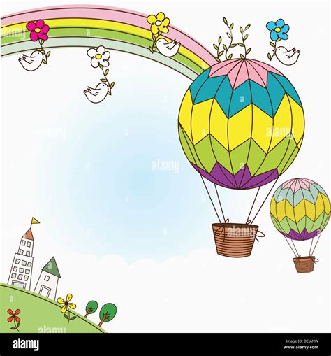 Illustration Of Hot Air Balloons In The Sky Stock Photo Alamy