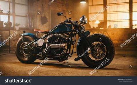 Custom Bobber Motorbike Standing Authentic Creative Stock Photo ...