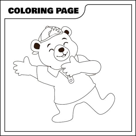 Page De Coloration Ours Mignon Illustration Vectorielle Page De