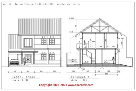 Gambar Tampak Depan Dan Potongan Memanjang Desain Rumah Di Kota Bekasi