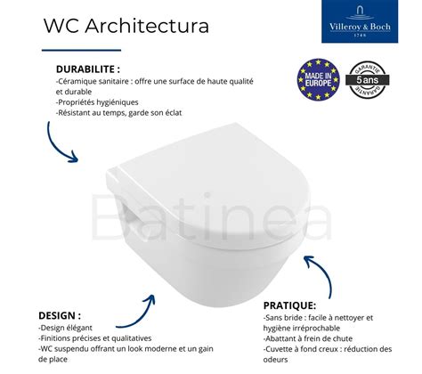 Villeroy Et Boch Wc Suspendu Compact Sans Bride Architectura Avec