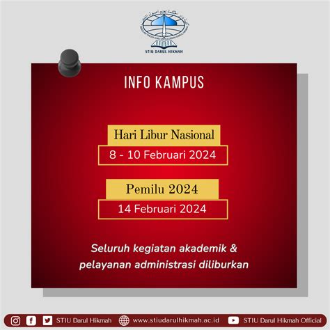 Info Kampus Hari Libur Nasional And Pemilu 2024 Stiu Darul Hikmah