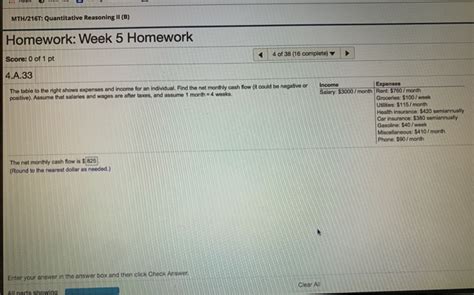 Solved Mth T Quantitative Reasoning Ii B Homework Chegg