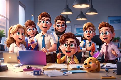 Premium AI Image | Cartoon characters working in office together ...