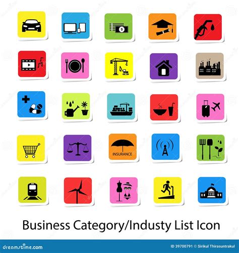 Colorful Business Category And Industry List Icon Stock Illustration ...