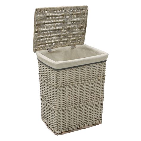 Arianna Rectangular Willow Laundry Baskets Bins JVL Homeware Solutions