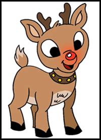 How To Draw Rudolph The Red Nosed Reindeer With Easy Step By Step