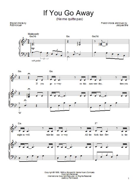 If You Go Away | Sheet Music Direct