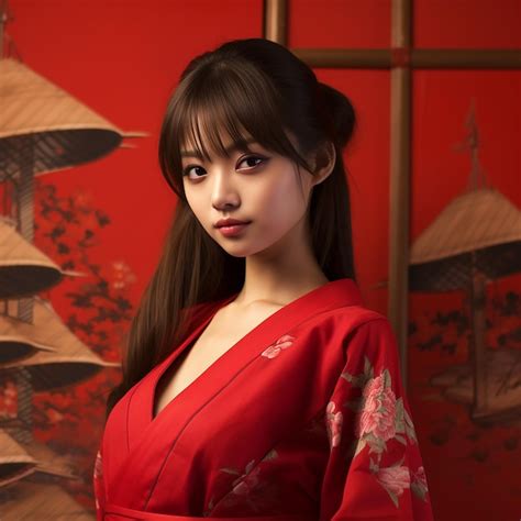 Premium Photo Pictures Of Beautiful Japanese Girls Red Background