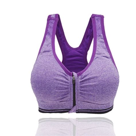 4 Colors Women Zipper Push Up Sports Bras Padded Wirefree Shockproof