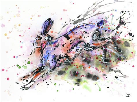Running Hare Painting By Zaira Dzhaubaeva Fine Art America