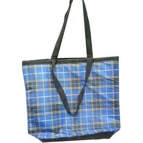 Loop Handle Blue Cotton Checks Carry Bag Capacity Kg Size Dimension