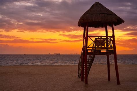 Isla Mujeres Isla Caribe Playa Atardecer Foto Premium