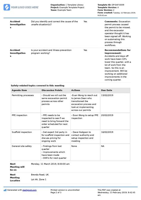 Safety Committee Meeting Template Atlanticcityaquarium