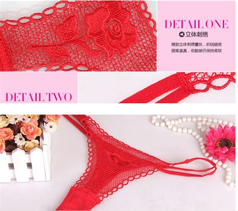 2020 Valentine Rose Thongs T Pack For Wife Sexy Red Flower Thongs