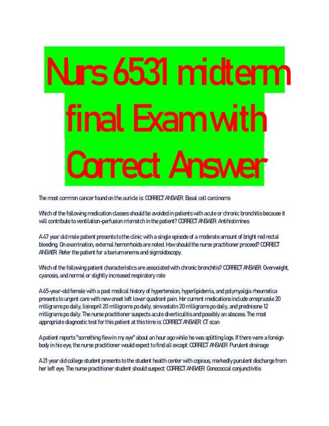 Nurs 6531 Midterm Final Exam With Correct Answer Browsegrades