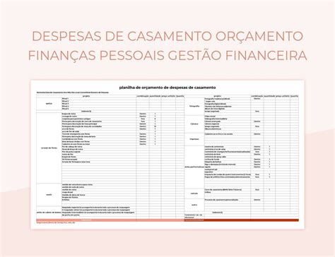 Modelos De Planilhas Planejamento De Casamento Para Microsoft Excel E