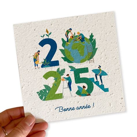 carte de voeux planter design carree pousse papier