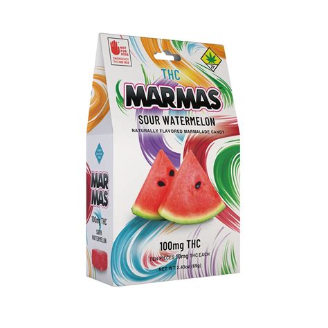 Sour Watermelon 10pk 100mg Marmas Gummies Jane