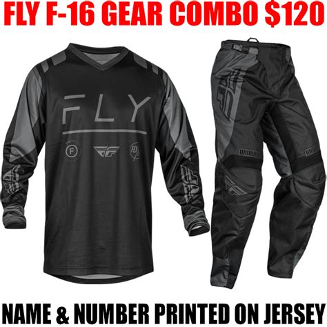 2024 FLY RACING F16 GEAR COMBO BLACK CHARCOAL Pro Style MX