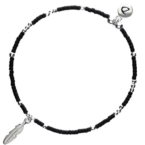 Bracelet élastique Plume Noir DORIANE BIJOUX