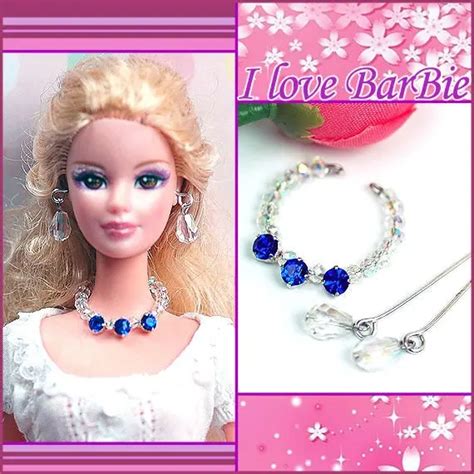 Doll Rhinestone Jewelry Accessories Set Handmade Necklace Earring For Barbie Dolls Wholesale