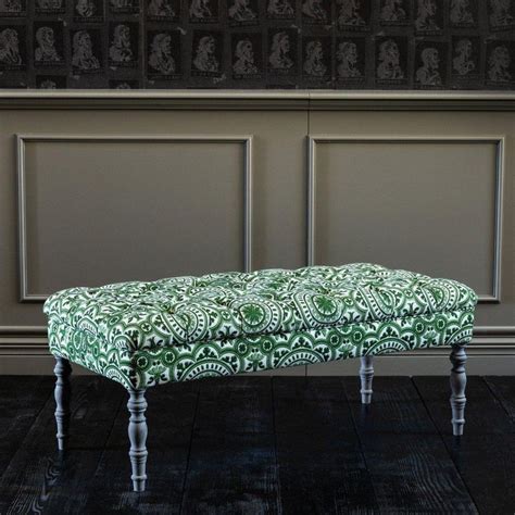 Edward Ottoman Tufted Bench The Manor Linen Glamorous Living Room