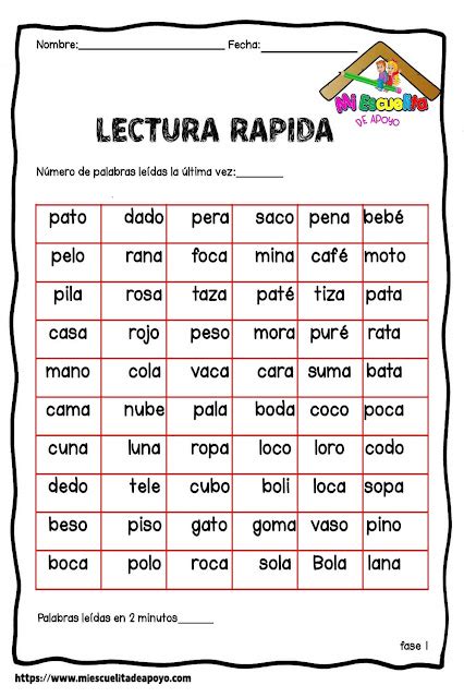 Fichas para Lectura Rápida