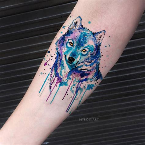 Beowulf Watercolor Wolf Temporary Tattoo – MyBodiArt