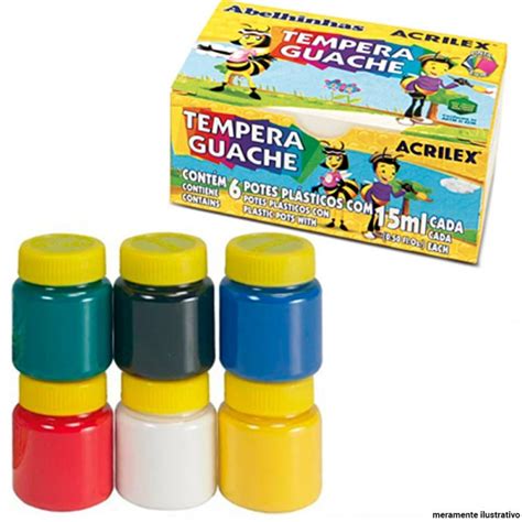 Kit Tinta Tempera Guache Potes Ml Acrilex Tamanho U Cor Unica