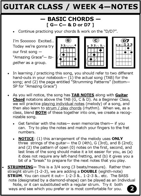 Beginner Lessons: Week 4 -- Guitar Class Notes