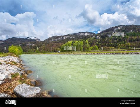 In The Valley Of 72 Waterfalls In Spring Switzerland Stock Photo Alamy