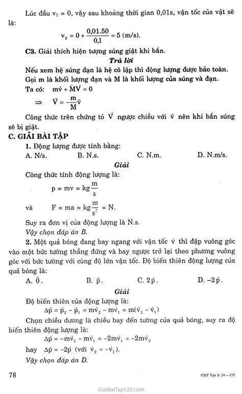 Giải Vật Lý 10 Bài 23 Động Lượng Định Luật Bảo Toàn động Lượng